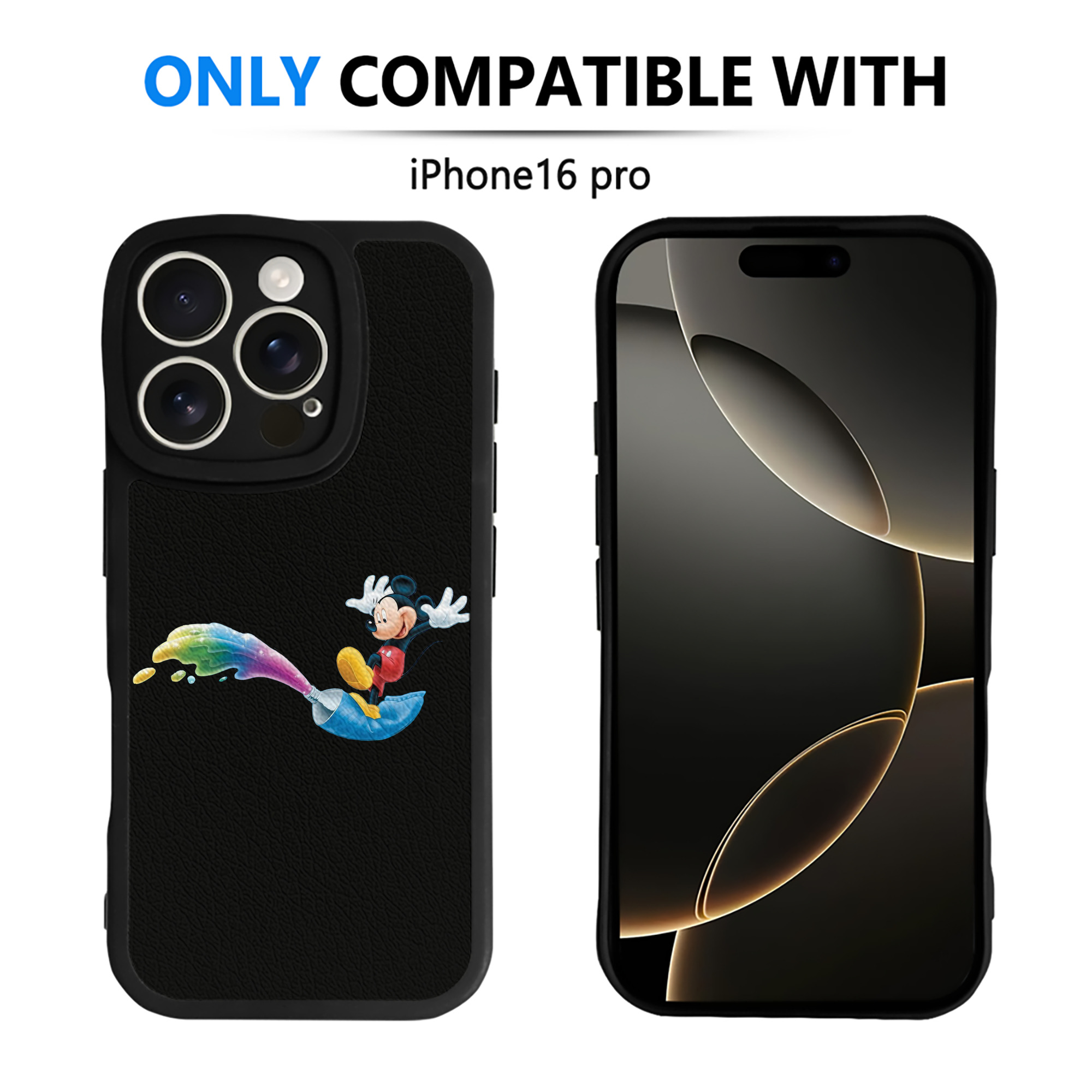 （画像用） ミッキーマウス Mickey Mouse 【iPhone 16シリーズ対応】シリコンスマホケース（レザー調） 材質：シリコン